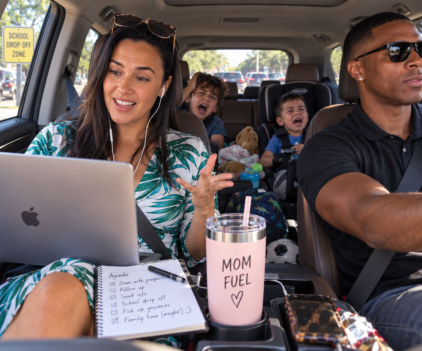 Danielle Delbridge — the “work from anywhere” lifestyle in practice: prospects, Zoom calls and family life all happening at once.