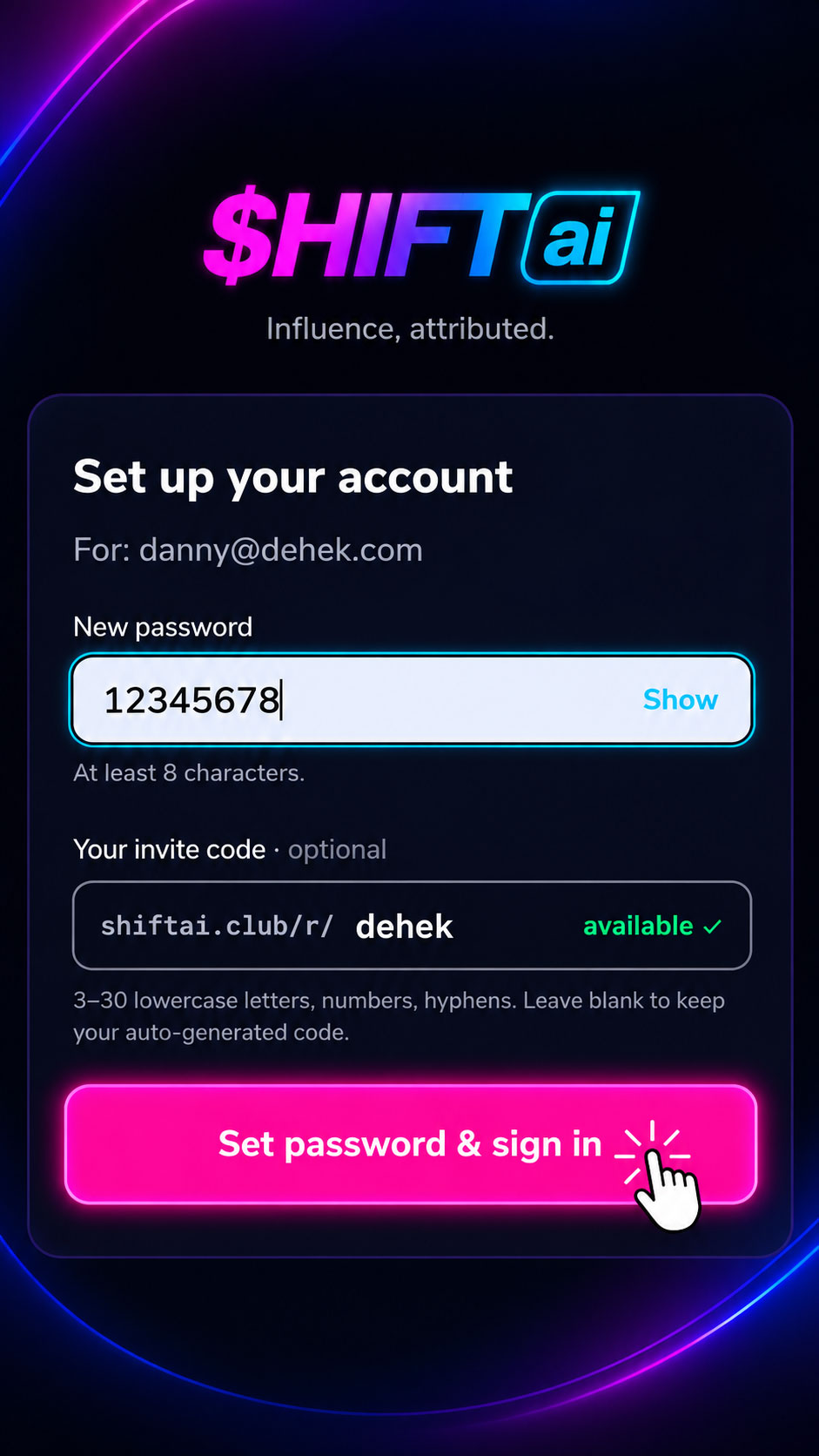 Shift AI - Reset Your Password (12345678)