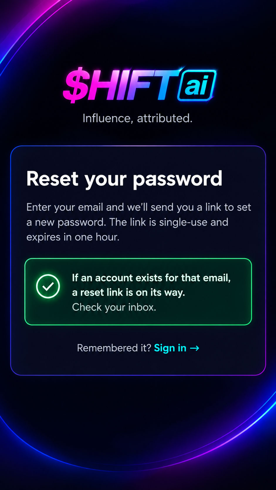 Shift AI - Reset Your Password
